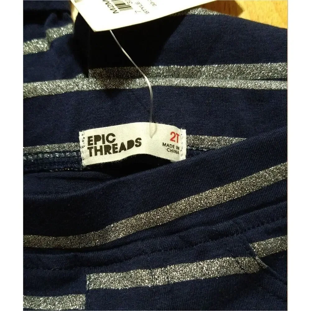 Epic Threads Shorts Toddler Girls 2T Pull On Navy Silver Sparkle Stripe Summer